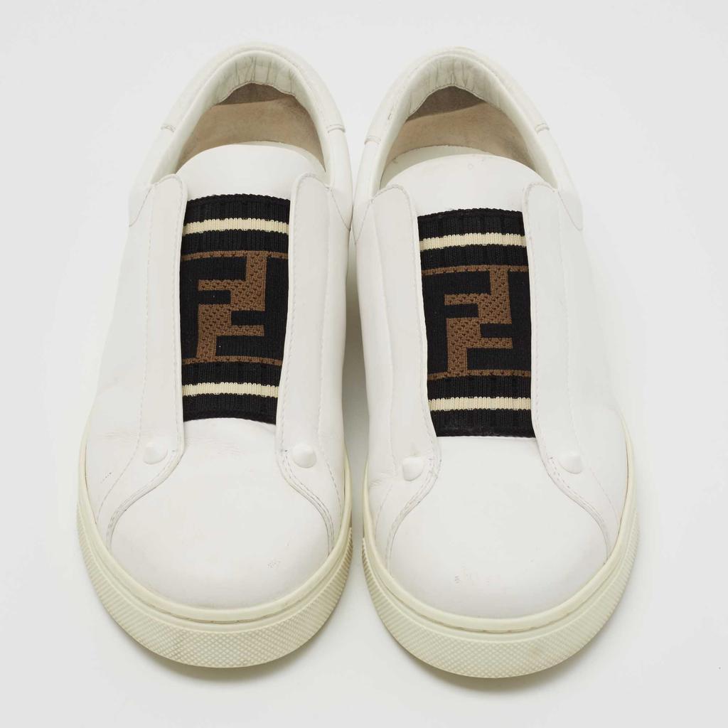 Fendi White Leather Knitted Logo Rockoclick Low Top Sneakers Size 38商品第3张图片规格展示