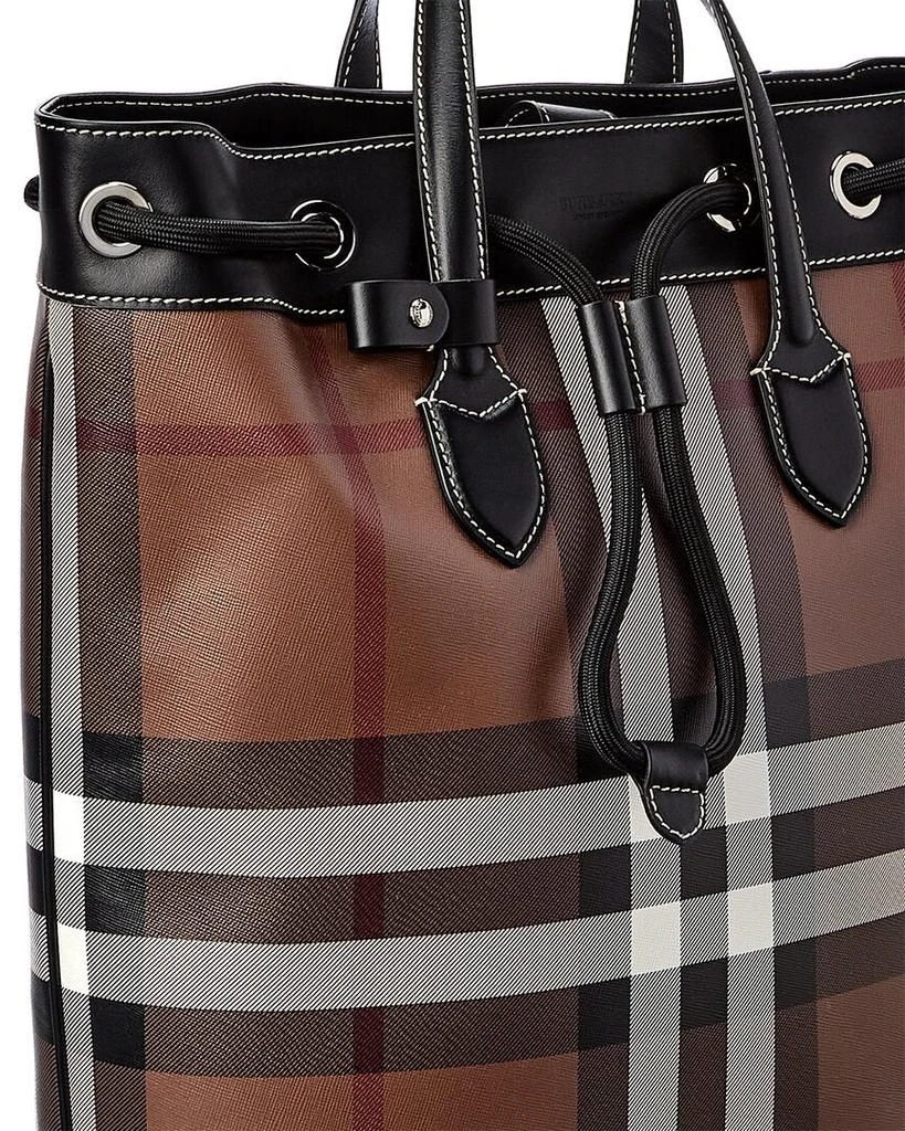 商品Burberry|Burberry Check E-Canvas & Leather Bucket Bag Backpack,价格¥17234,第3张图片详细描述