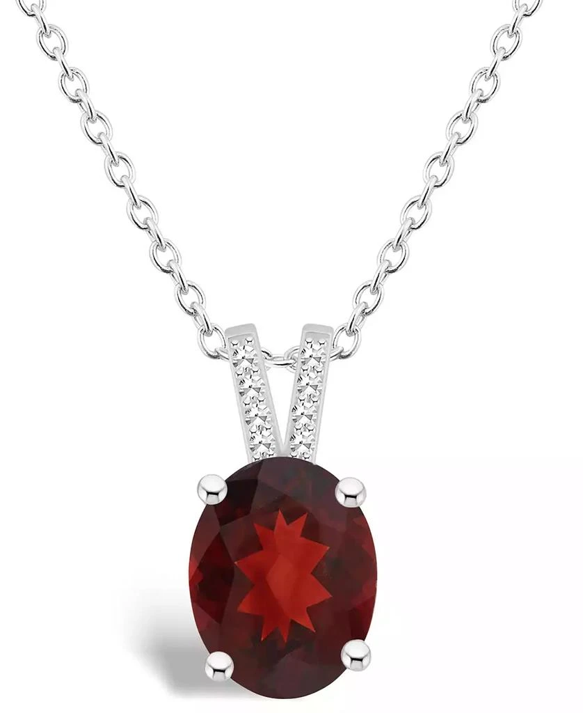 商品Macy's|Women's Garnet (3-1/10 ct.t.w.) and Diamond Accent Pendant Necklace in Sterling Silver,价格¥1203,第1张图片