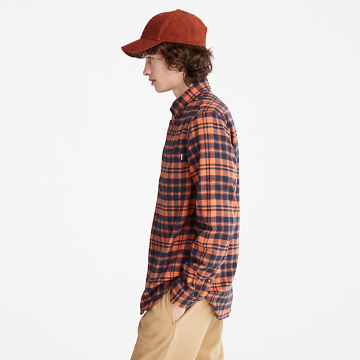 Flannel Checked Shirt for Men in Orange商品第4张图片规格展示