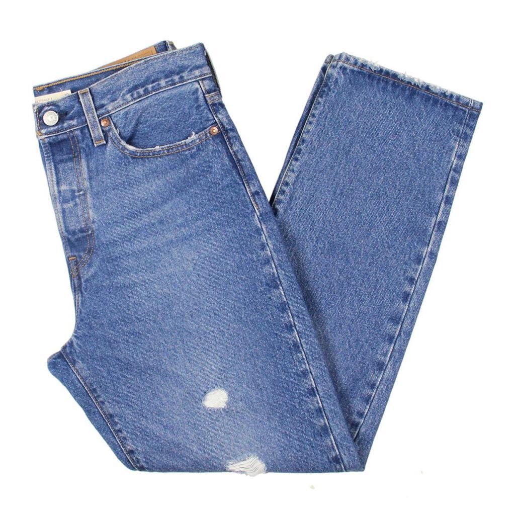 商品Levi's|Levi's Womens Wedgie Button Fly Distressed Straight Leg Jeans,价格¥151,第1张图片