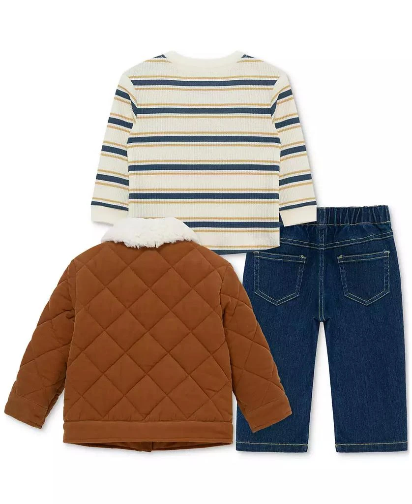 商品Little Me|Baby Boys Corduroy Jacket, Striped T-Shirt & Denim Pants, 3 Piece Set,价格¥512,第2张图片详细描述