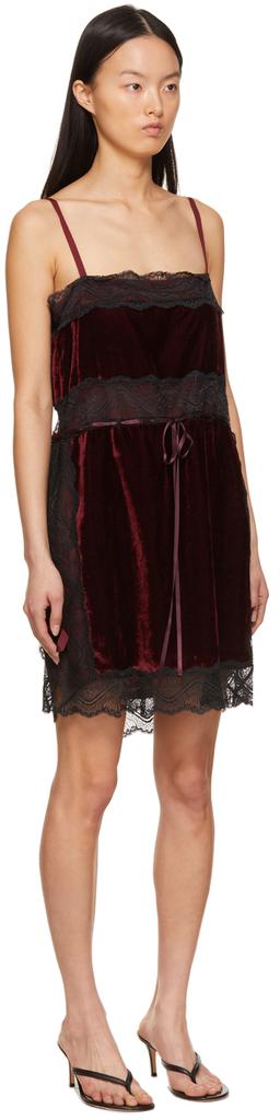 Burgundy 'The Velvet Mini Slip Dress' Dress商品第2张图片规格展示