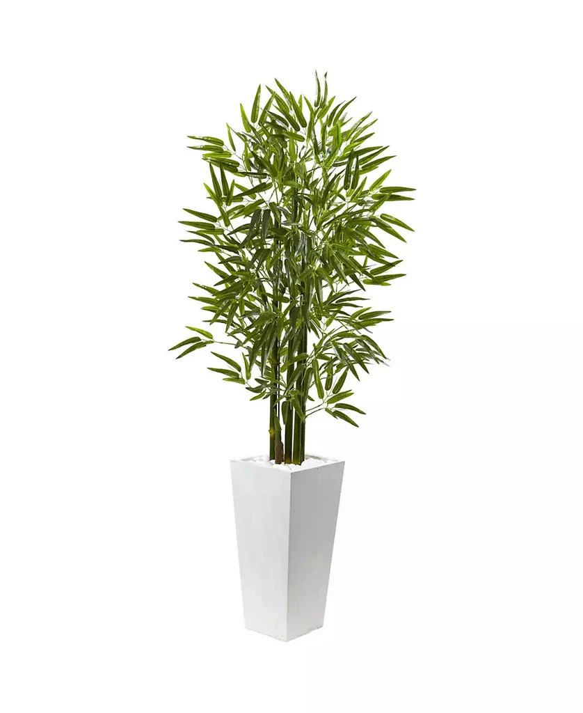 商品NEARLY NATURAL|5' Bamboo UV-Resistant Indoor/Outdoor Artificial Tree with White Planter,价格¥1365,第1张图片