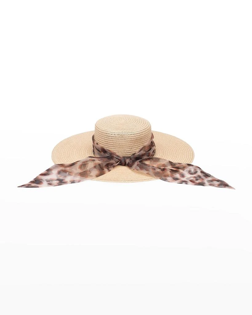 商品Eugenia Kim|Loulou Sun Hat w/ Leopard-Print Scarf,价格¥2443,第1张图片