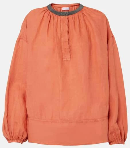 商品Brunello Cucinelli|Monili亚麻与棉质上衣,价格¥17164,第1张图片