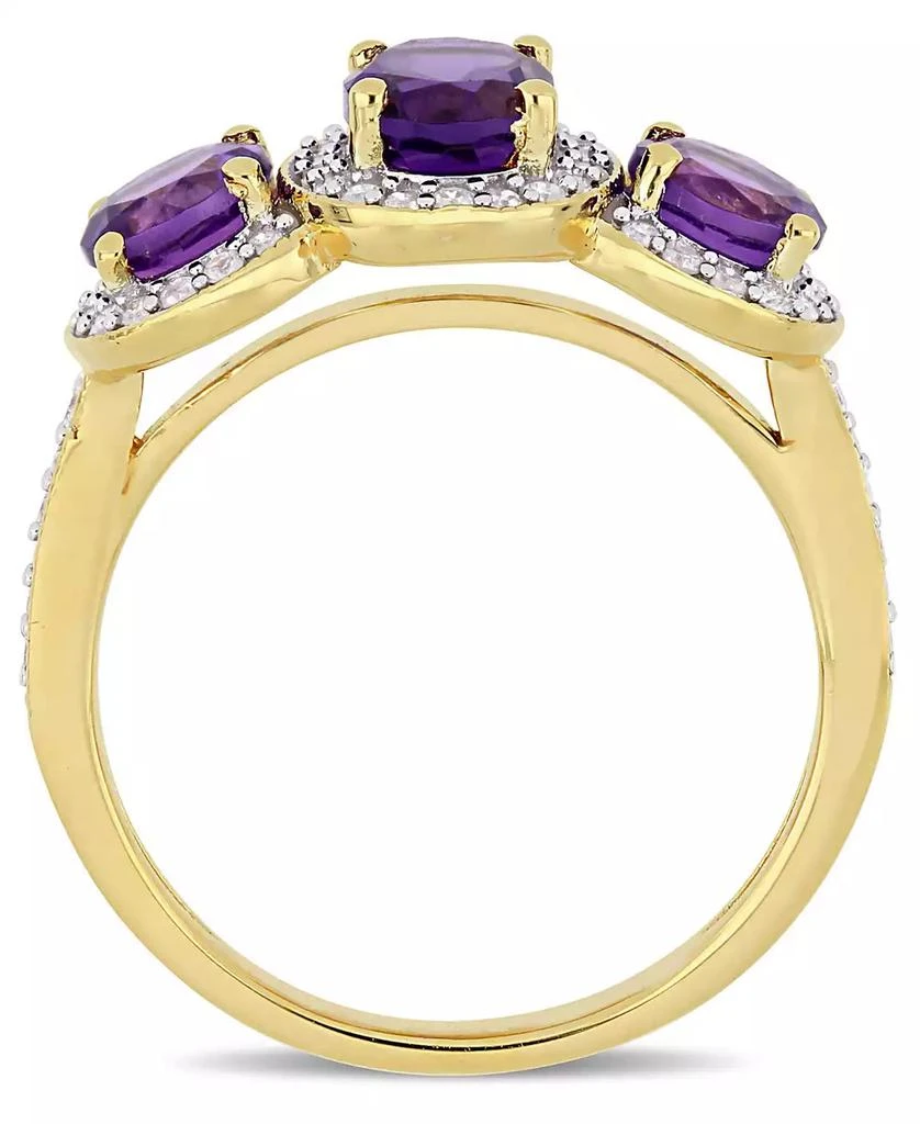 商品Macy's|Amethyst (1-5/8 ct.t.w.) and Diamond (1/3 ct.t.w.) 3-Stone Halo Ring in 18k Yellow Gold over Sterling Silver,价格¥2094,第3张图片详细描述