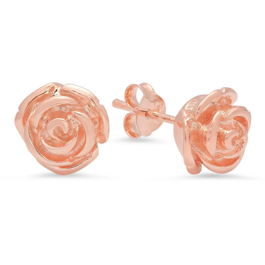 商品MAXCOLOR|Sterling Silver Rose Plated Rose Stud Earrings,价格¥247,第1张图片