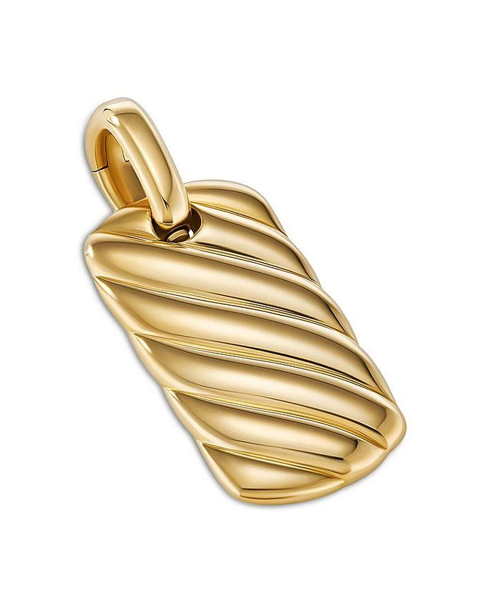 商品David Yurman|18K Yellow Gold Sculptured Cable Rectangular Dog Tag Enhancer Pendant,价格¥6357,第1张图片详细描述