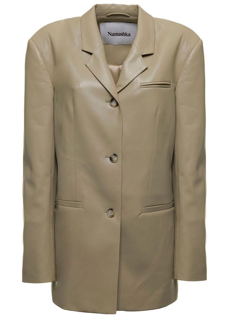 商品Nanushka|Marsey Beige Vegan Leather Blazer,价格¥3208,第1张图片