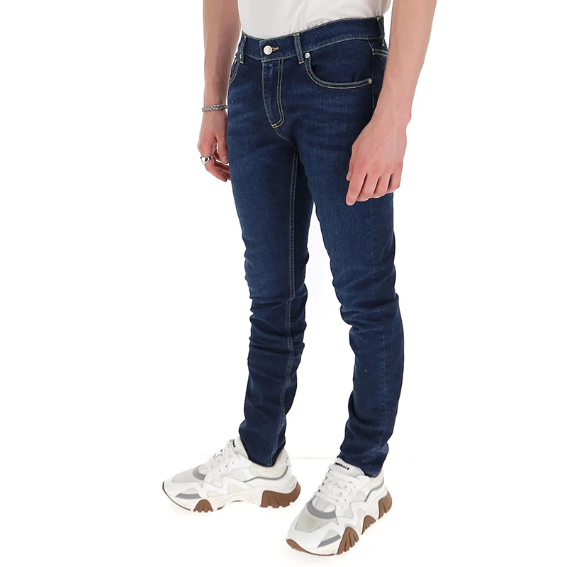 商品Alexander McQueen|ALEXANDER MCQUEEN 亚历山大·麦昆 男士蓝色棉质牛仔裤 610148-QOY21-4001,价格¥2666,第1张图片