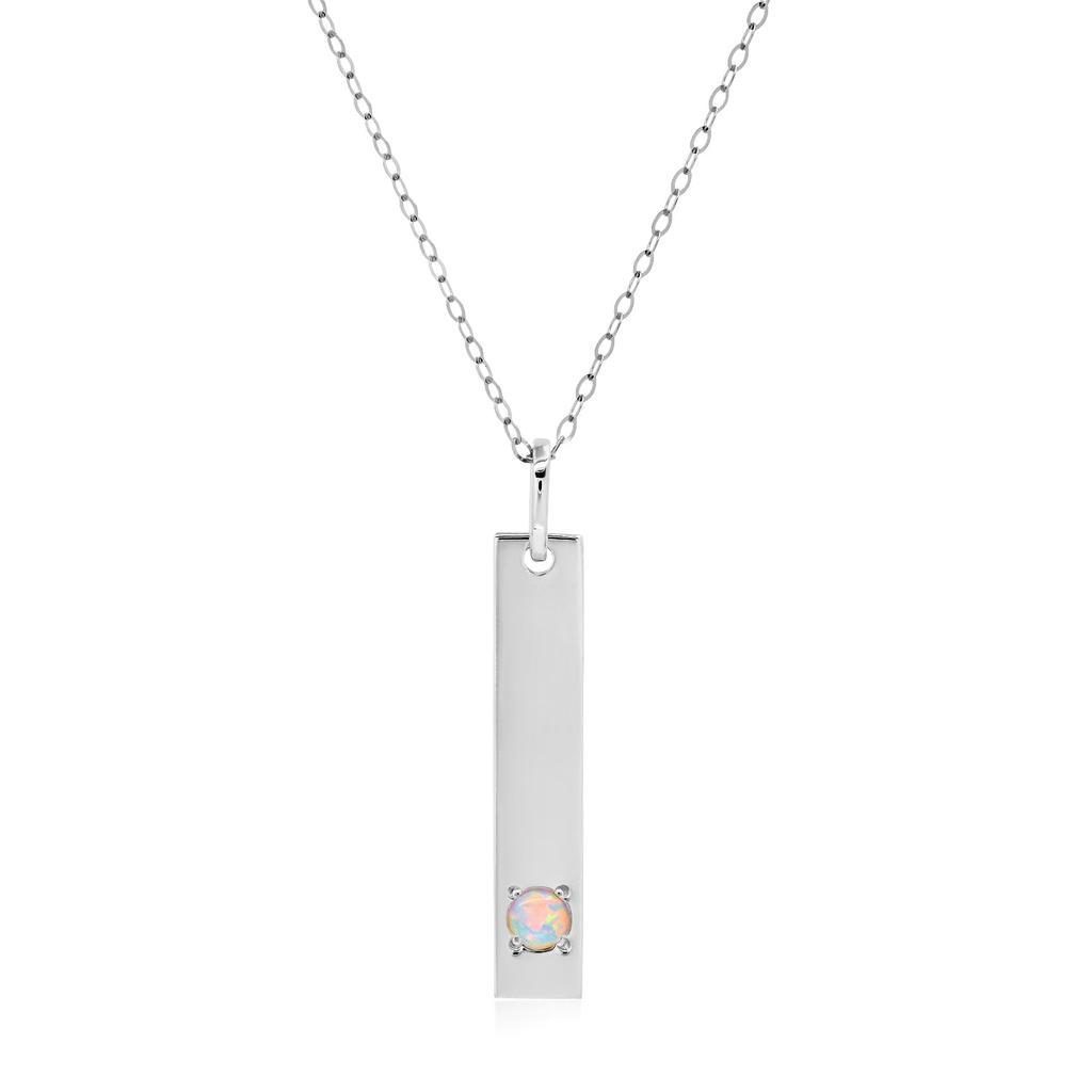 商品MAX + STONE|14k White Gold Bar Pendant Necklace with 3mm Small Round Gemstone Adjustable Cable Chain 16 Inches to 18 Inches with Spring Ring Clasp,价格¥871,第7张图片详细描述