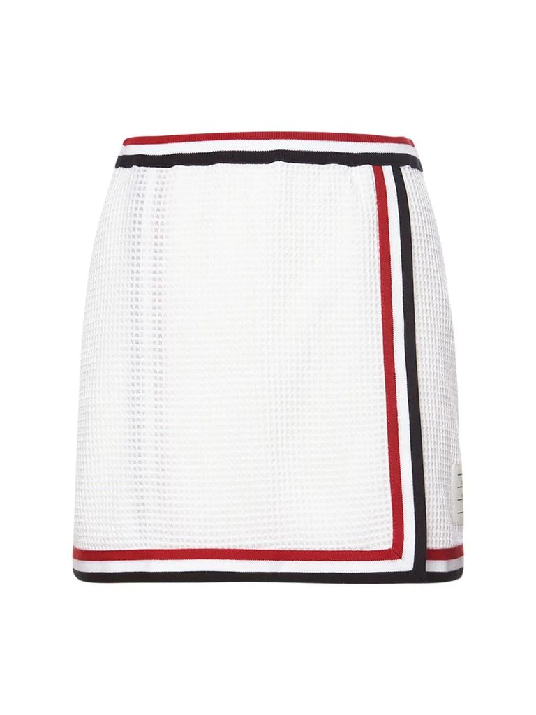 商品Thom Browne|Textured Bicolor Cotton Mini Wrap Skirt,价格¥2274,第1张图片