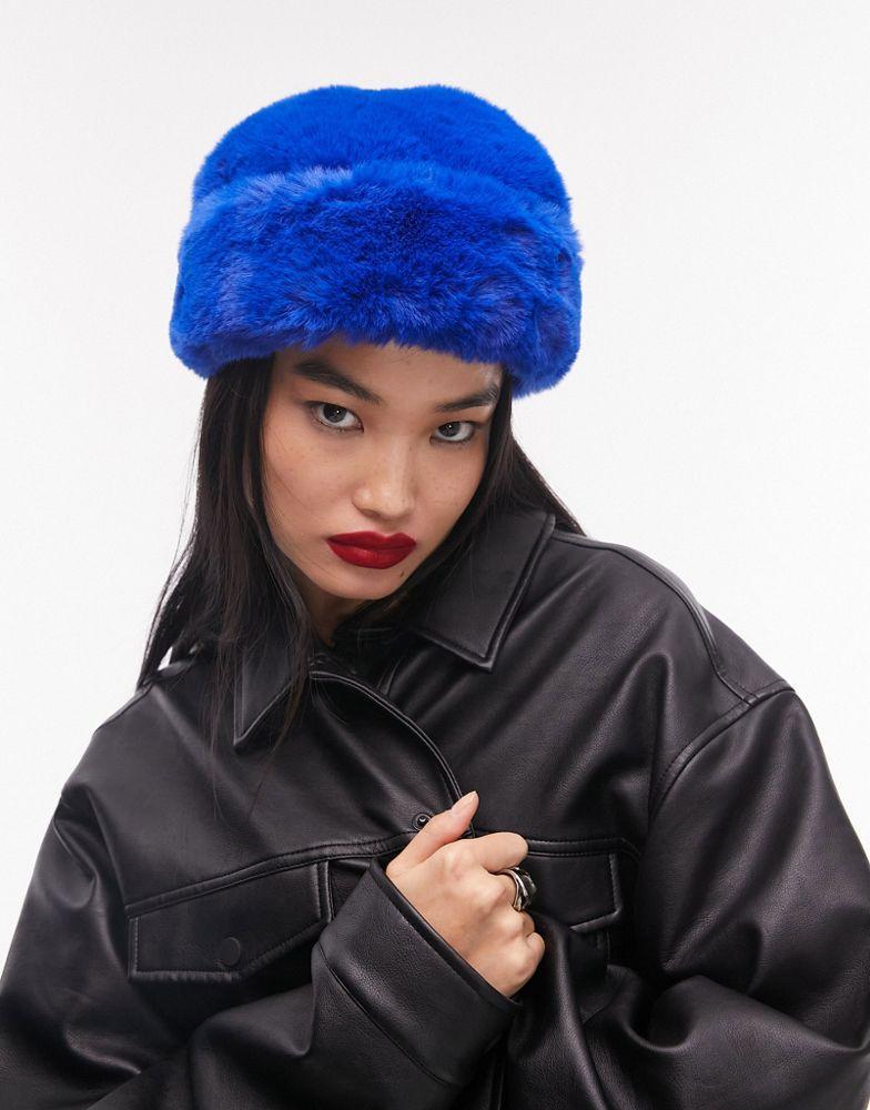 商品Topshop|Topshop faux fur hat in cobalt,价格¥176,第4张图片详细描述