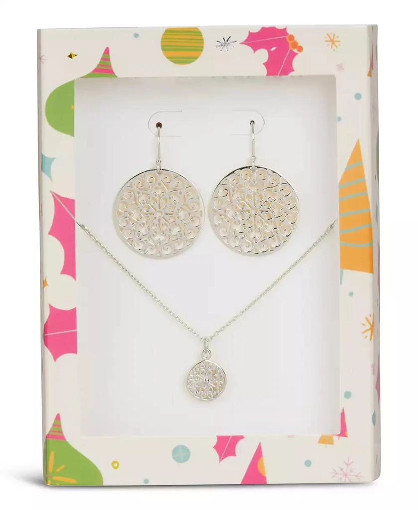 商品Sterling Forever|Lace Dangle Earrings and Pendant Necklace Tis The Season Gift Set,价格¥401,第1张图片