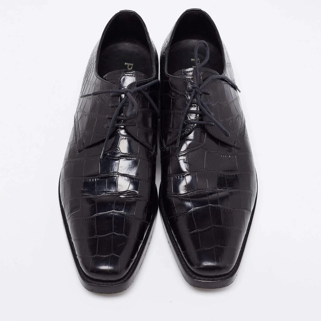 商品[二手商品] Prada|Prada Black Croc Embossed Leather Derby Size 40.5,价格¥2152,第3张图片详细描述