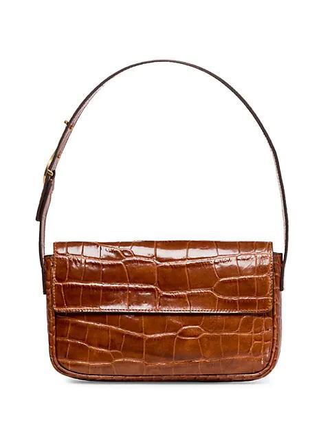 商品Staud|Tommy Croc-Embossed Leather Baguette,价格¥1668,第1张图片