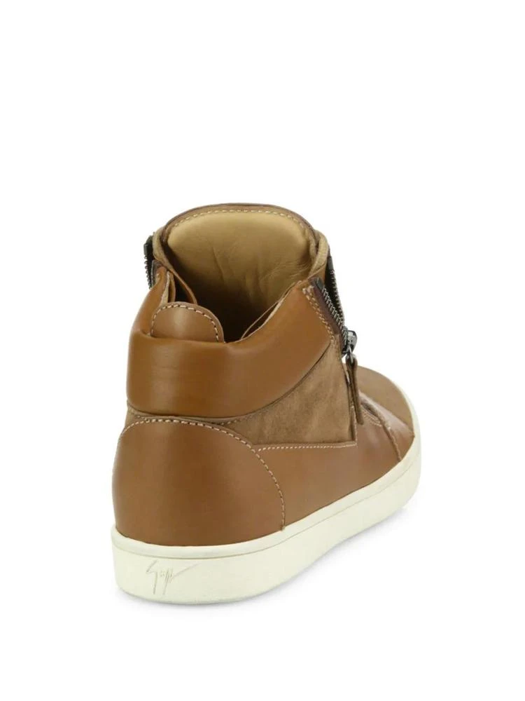 商品Giuseppe Zanotti|Giuseppe Zanotti - Leather & Suede Side-Zip Sneakers,价格¥2085,第2张图片详细描述