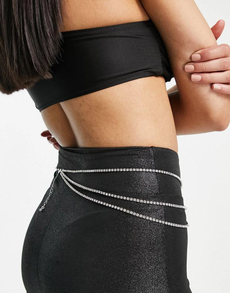 商品ASOS|ASOS DESIGN belly chain with crystal heart drape detail in silver tone,价格¥56,第2张图片详细描述