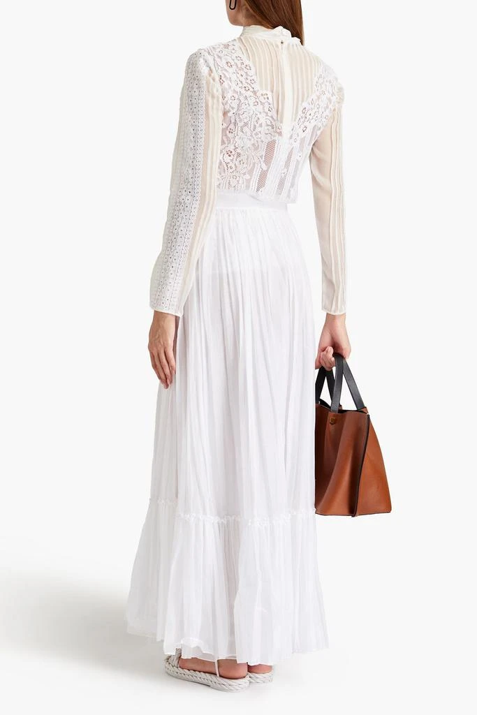 商品Valentino|Corded lace-paneled chiffon turtleneck top,价格¥7343,第3张图片详细描述