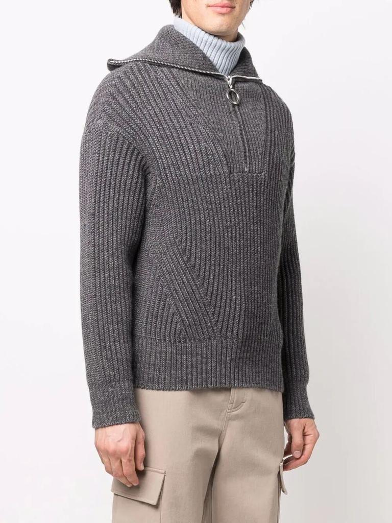 商品AMI|Zipped collar ribbed jumper,价格¥2082,第5张图片详细描述