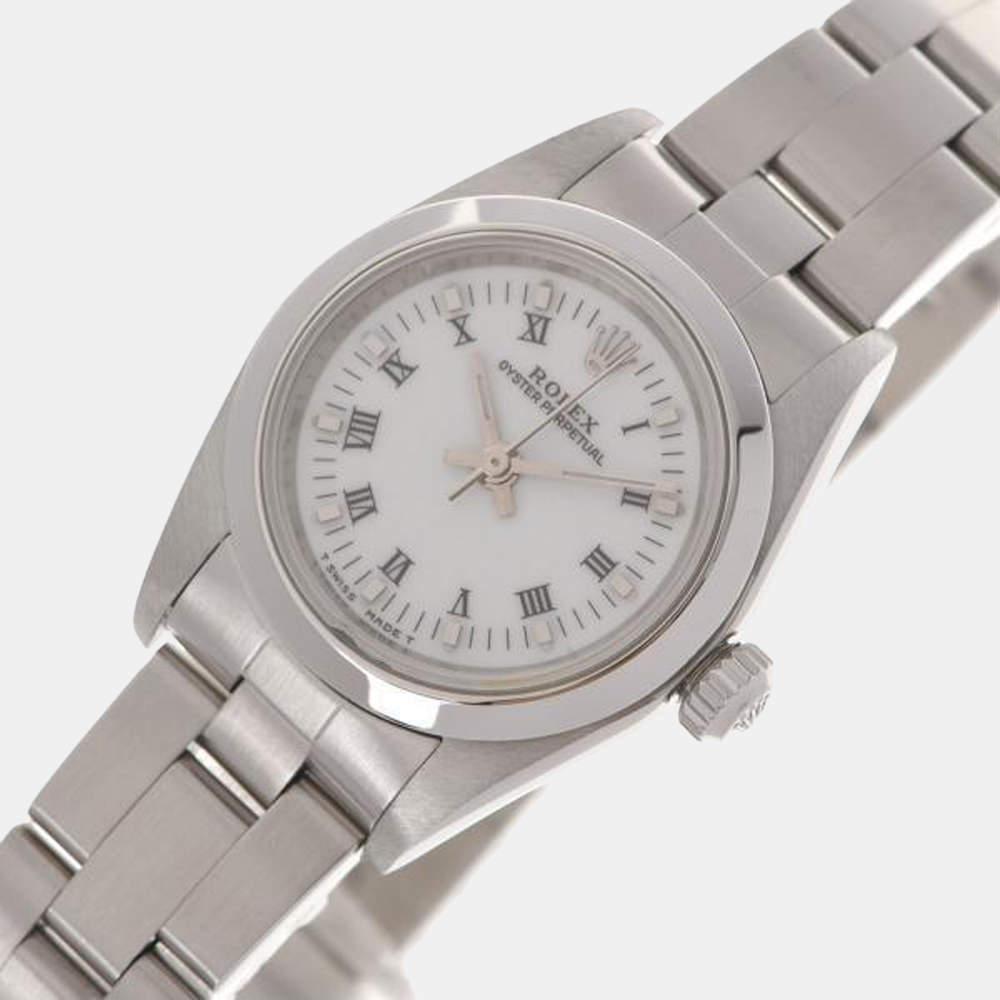 Rolex White Stainless Steel Oyster Perpetual 76080  Automatic Women's Wristwatch 24 mm商品第2张图片规格展示