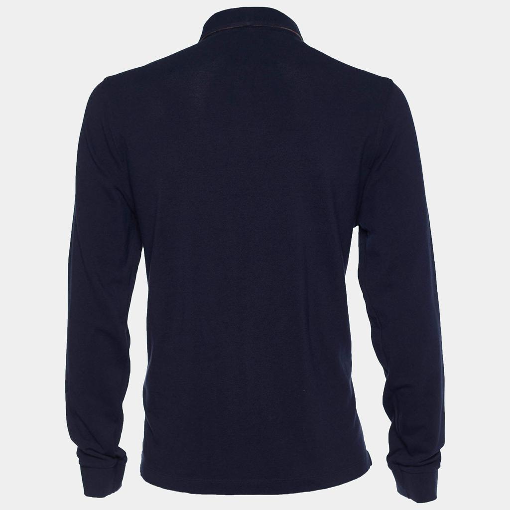 商品[二手商品] Burberry|Burberry London Navy Blue Pique Cotton Long Sleeve Polo T-Shirt XL,价格¥762,第4张图片详细描述