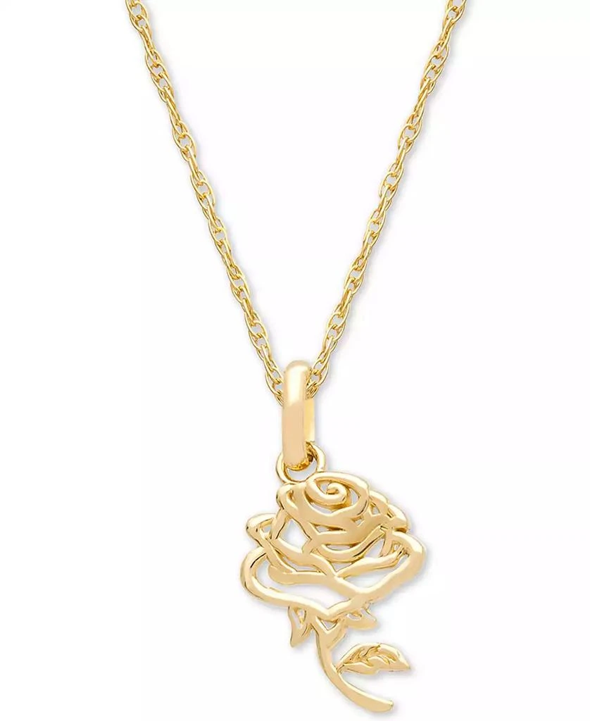 商品Disney|Children's Belle Rose 15" Pendant Necklace in 14k Gold,价格¥3816,第1张图片