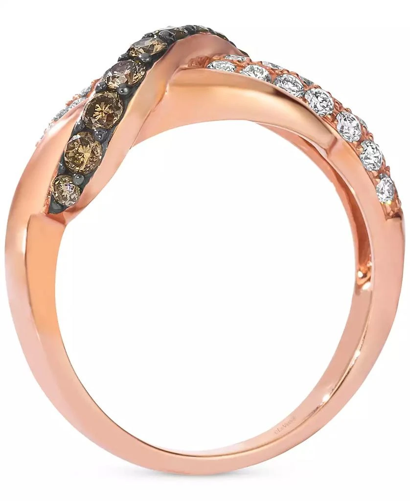 商品Le Vian|Chocolatier® Chocolate Diamond® & Vanilla Diamond® Crossover Ring (7/8 ct. t.w.) in 14k Rose Gold,价格¥8676,第2张图片详细描述