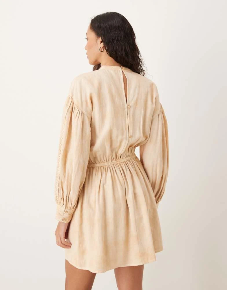 商品ASOS|ASOS DESIGN tea stained high neck mini with panels and lace trims,价格¥670,第4张图片详细描述