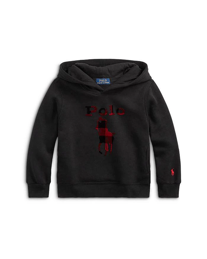 商品Ralph Lauren|Boys' Buffalo Check Big Pony Fleece Hoodie - Little Kid,价格¥207,第1张图片