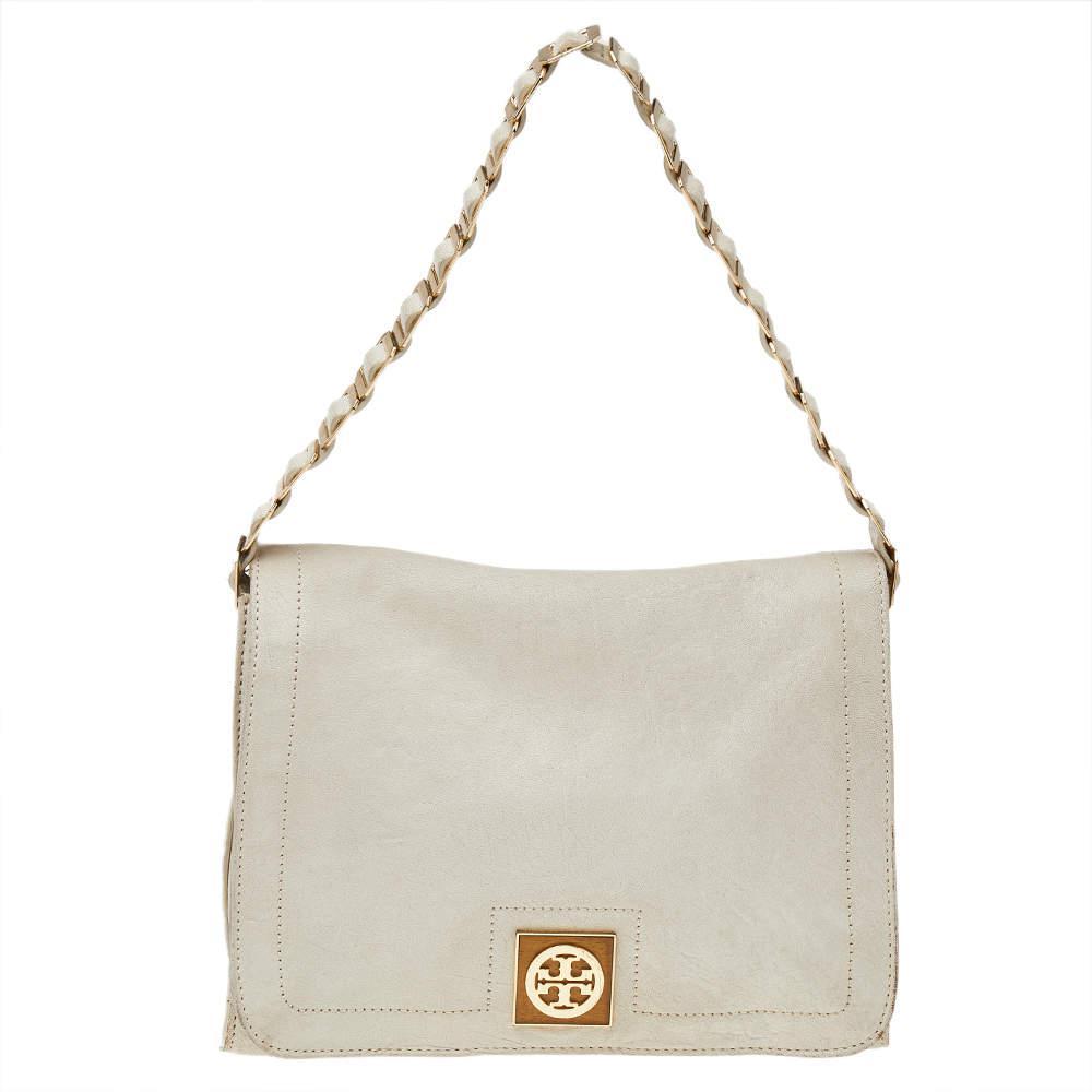 商品[二手商品] Tory Burch|Tory Burch White Leather Chain Link Shoulder Bag,价格¥963,第1张图片