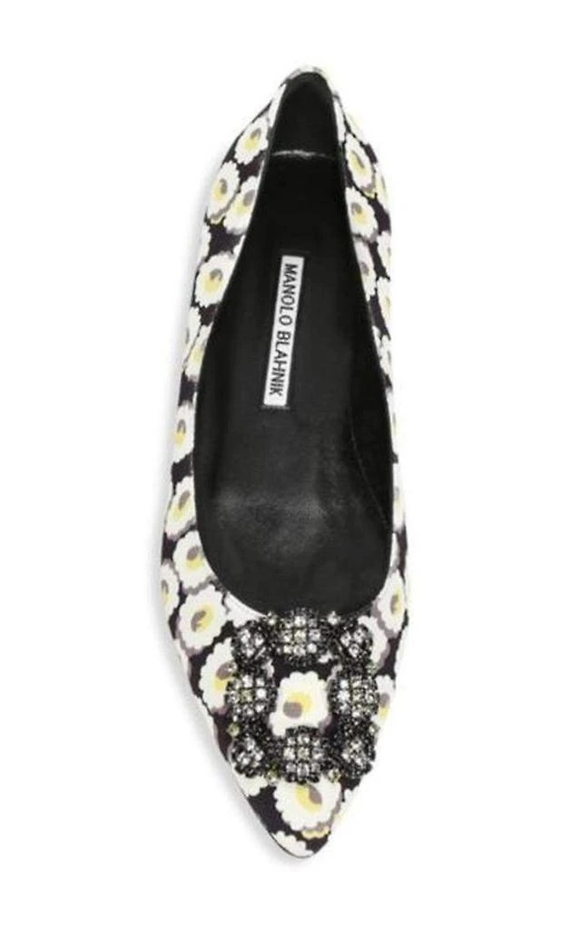 商品Manolo Blahnik|Crystal Brooch Floral Print Flats,价格¥5246,第4张图片详细描述