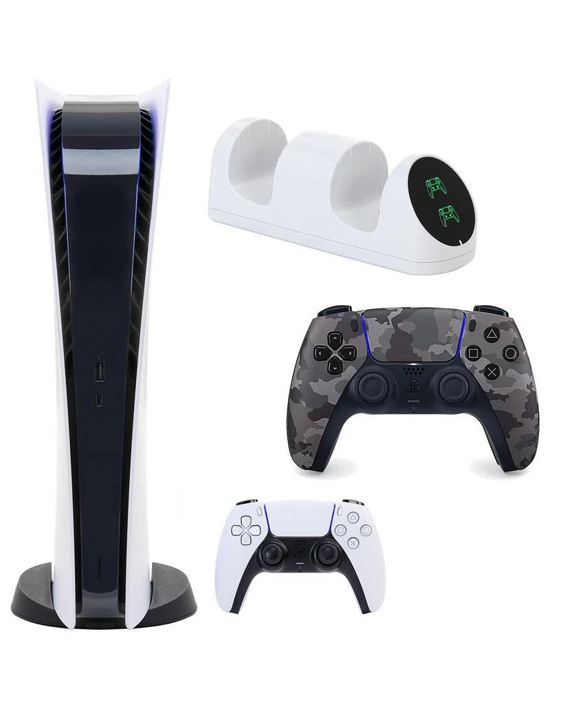 商品SONY|PS5 Digital Console with Extra Gray Camo Dualsense Controller and Dual Charging Dock,价格¥5493,第1张图片