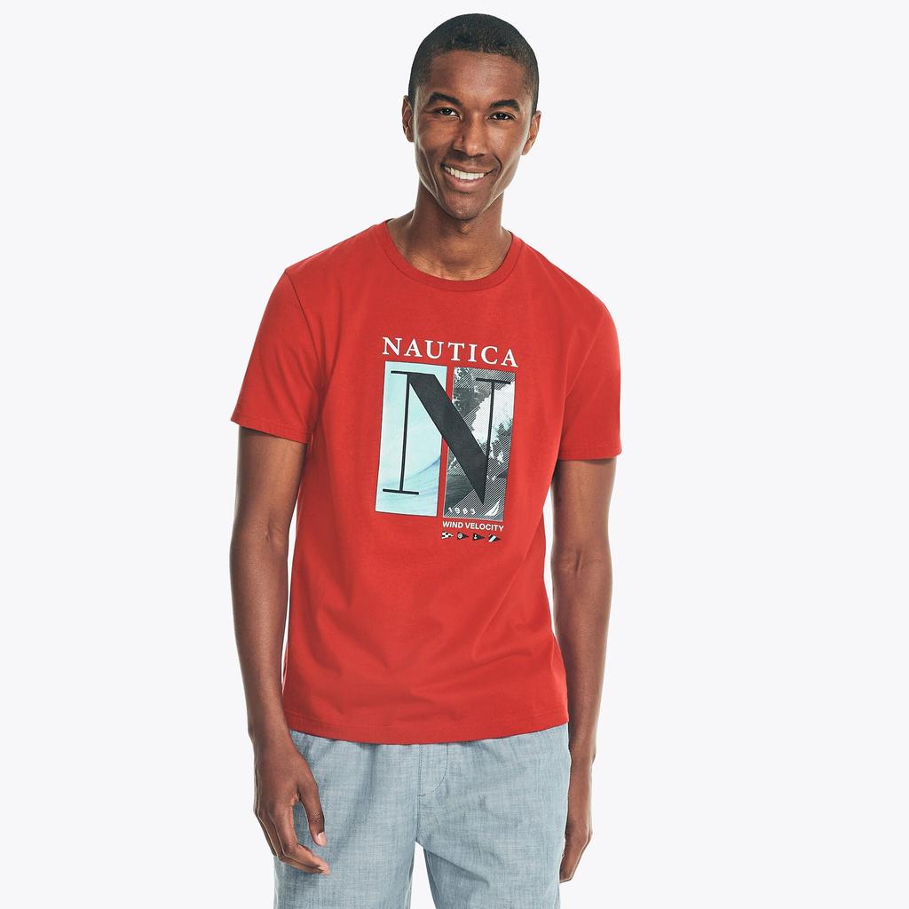 Nautica Mens Sustainably Crafted Wind Velocity Graphic T-Shirt商品第1张图片规格展示