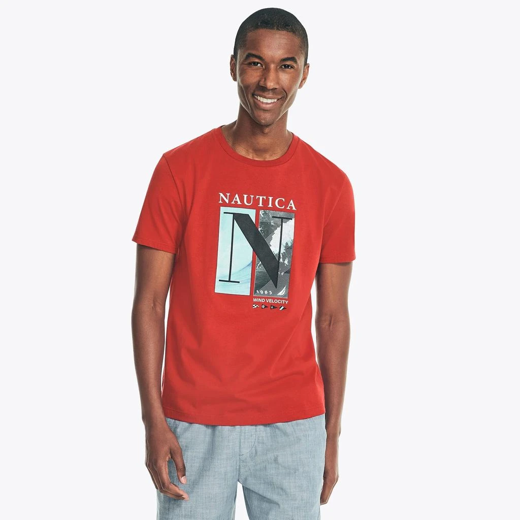 商品Nautica|Nautica Mens Sustainably Crafted Wind Velocity Graphic T-Shirt,价格¥81,第2张图片详细描述