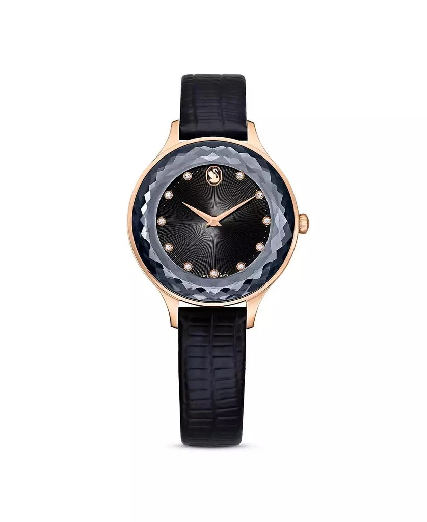 商品Swarovski|Women's Analog Swiss Made Octea Nova Black Leather Strap Watch, 33mm,价格¥1782,第1张图片