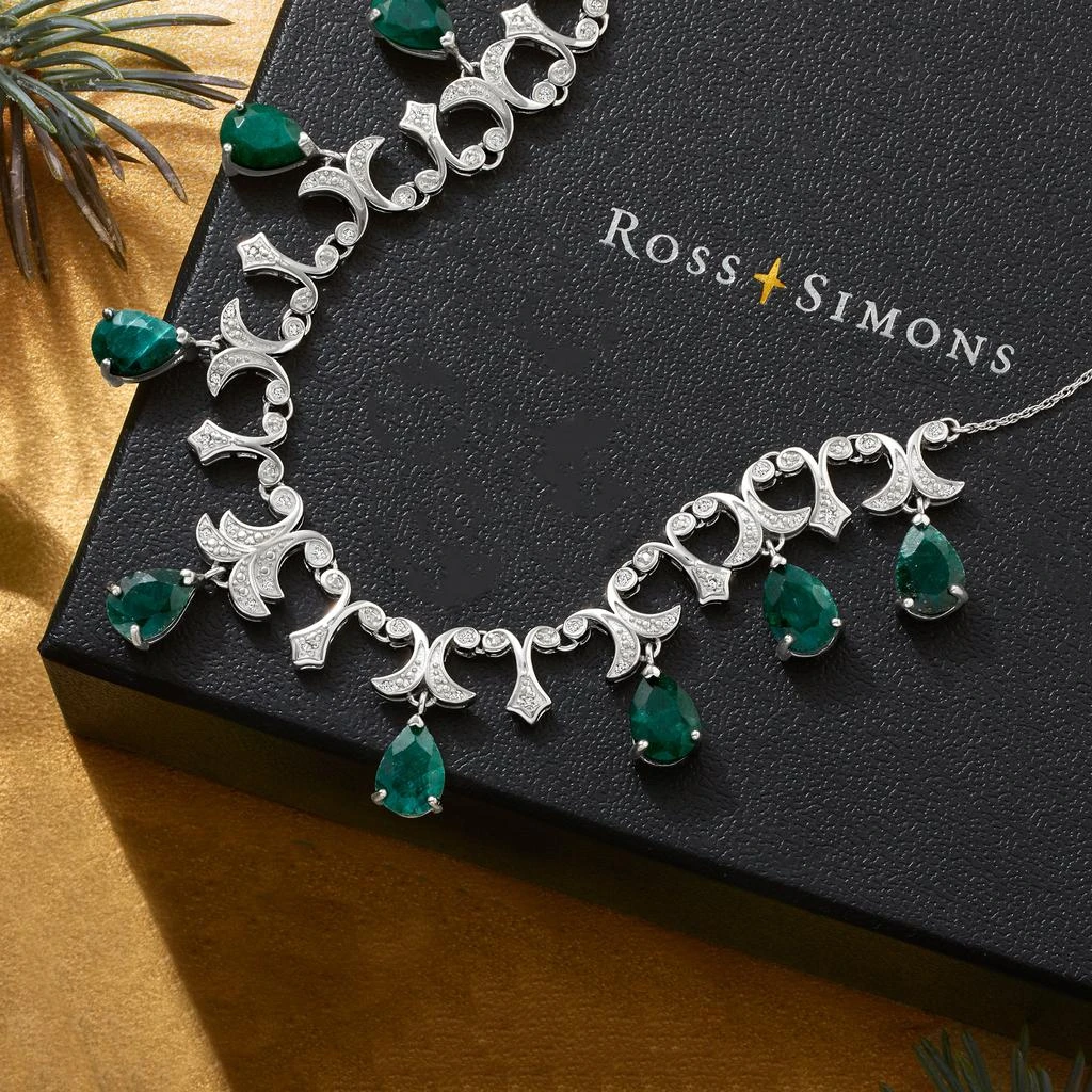 商品Ross-Simons|Emerald and . Diamond Necklace in Sterling Silver,价格¥2648,第2张图片详细描述