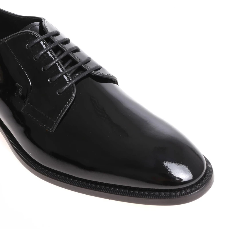 TOD'S 男士黑色漆皮德比鞋 XXM42A0H370VE0B999 商品