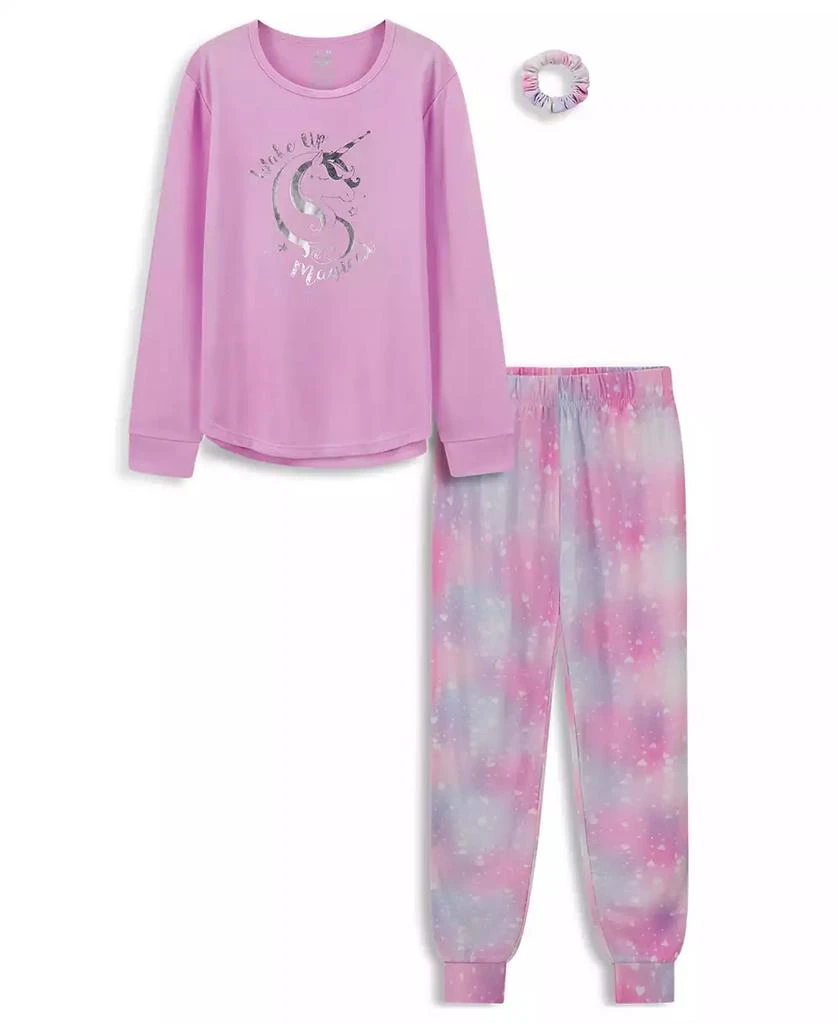 商品Max & Olivia|Max and Olivia Girls Unicorn 3pc Jogger Pant Pajama with Matching Scrunchie Set,价格¥150,第1张图片