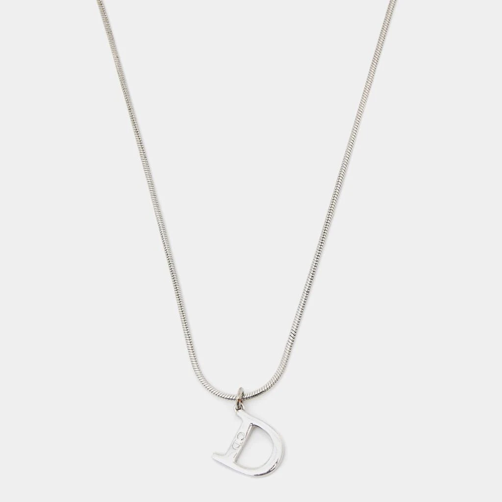 商品[二手商品] Dior|Dior CD Silver Tone Metal Pendant Necklace,价格¥1014,第1张图片