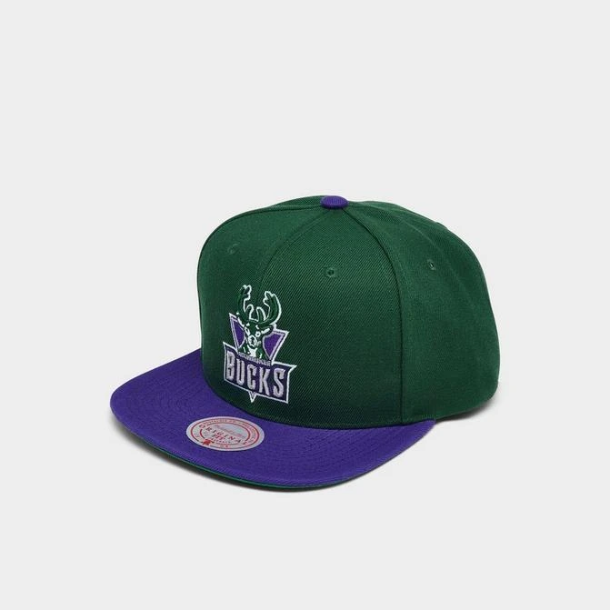 商品Mitchell and Ness|Mitchell & Ness NBA Milwaukee Bucks Team 2 Tone 2.0 HWC Snapback Hat,价格¥186,第1张图片