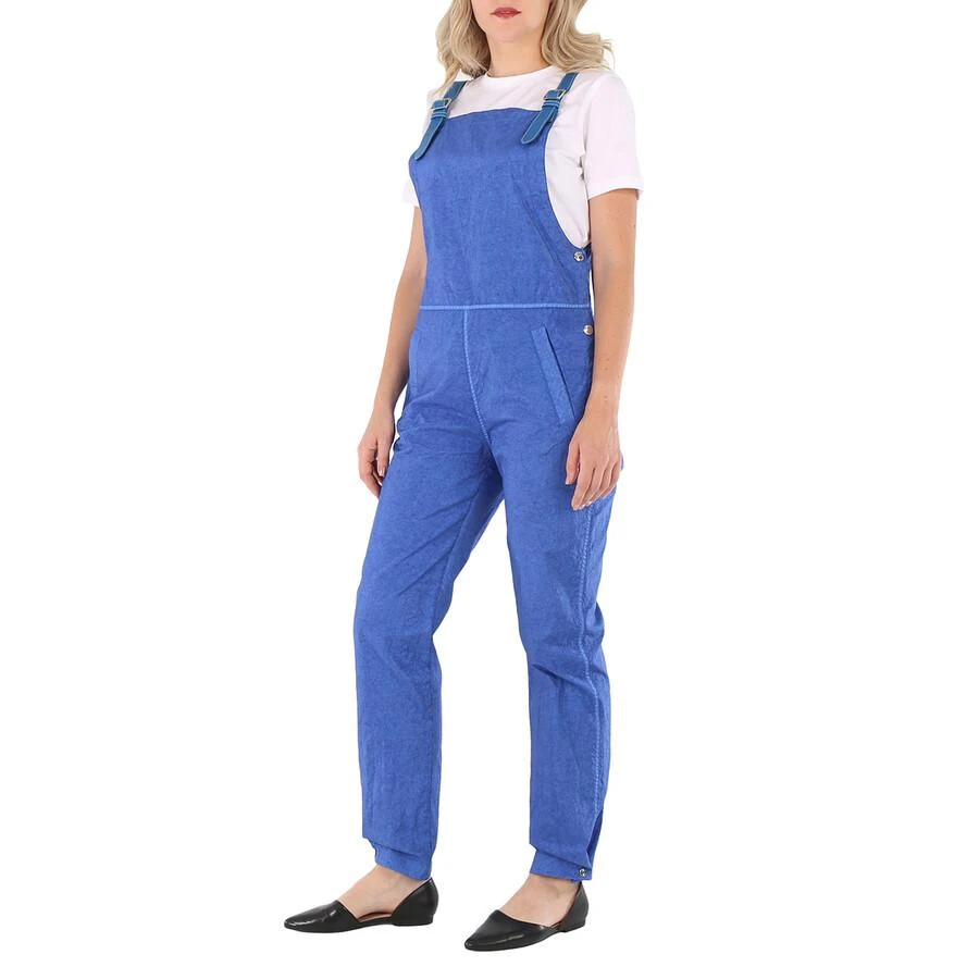 商品Burberry|Warm Royal Blue Leather-Trim Canvas Dungarees Jumpsuit,价格¥1451,第3张图片详细描述
