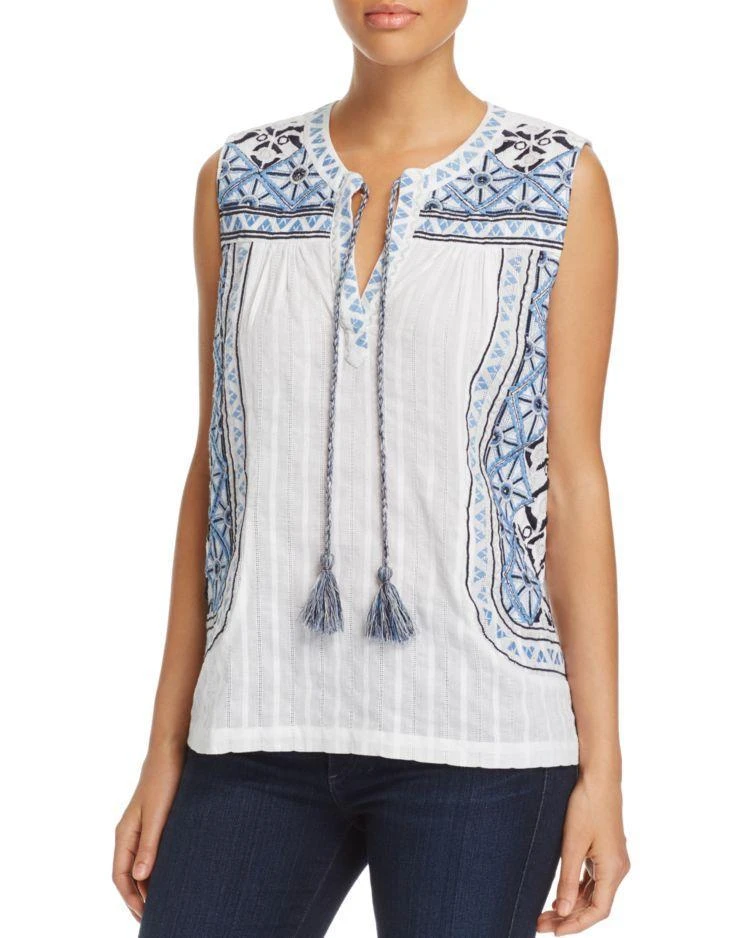 商品Cupio|Embroidered Sleeveless Split-Neck Top,价格¥263,第1张图片