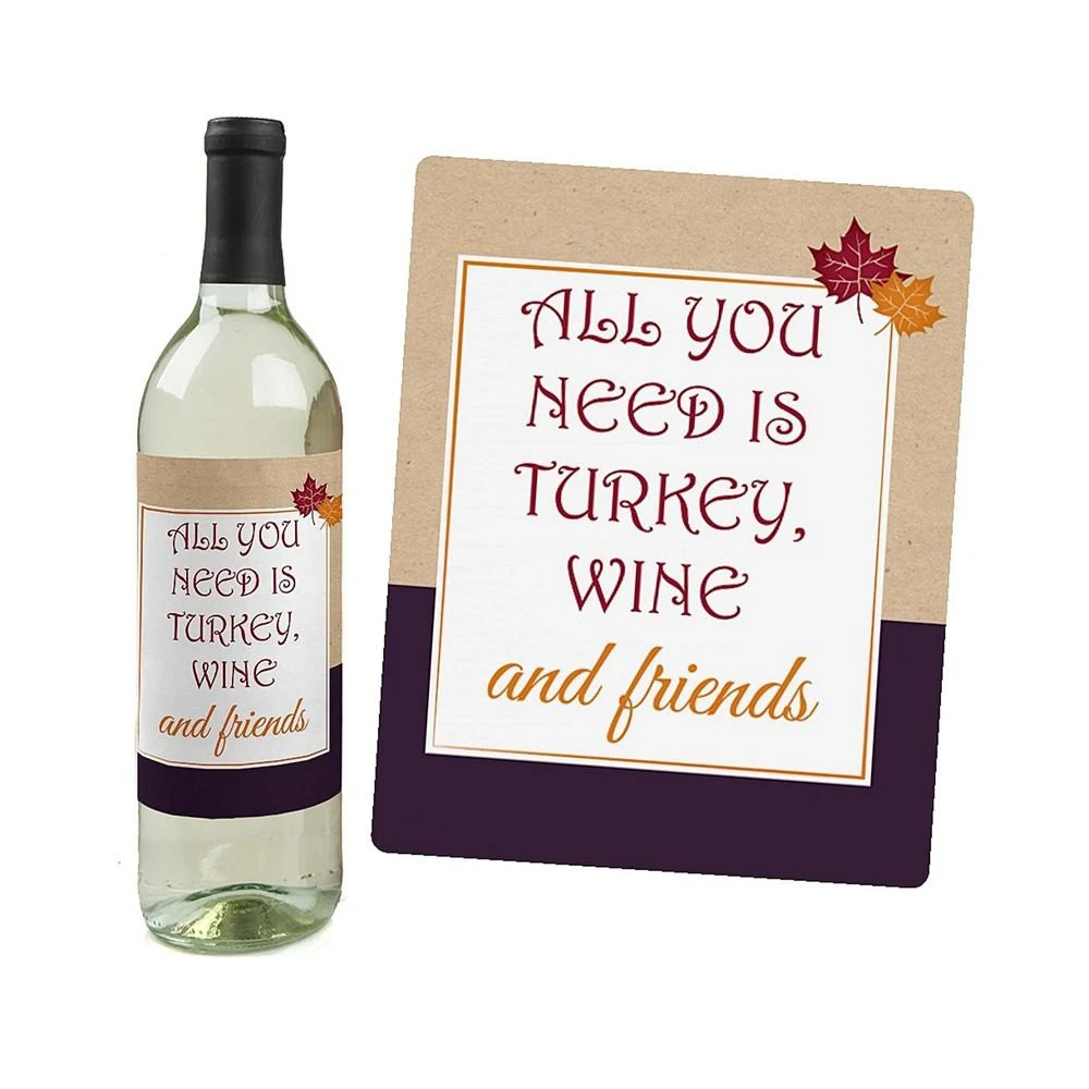 商品Big Dot of Happiness|Friends Thanksgiving Feast - Friendsgiving Party Decorations for Women and Men - Wine Bottle Label Stickers - Set of 4,价格¥82,第2张图片详细描述