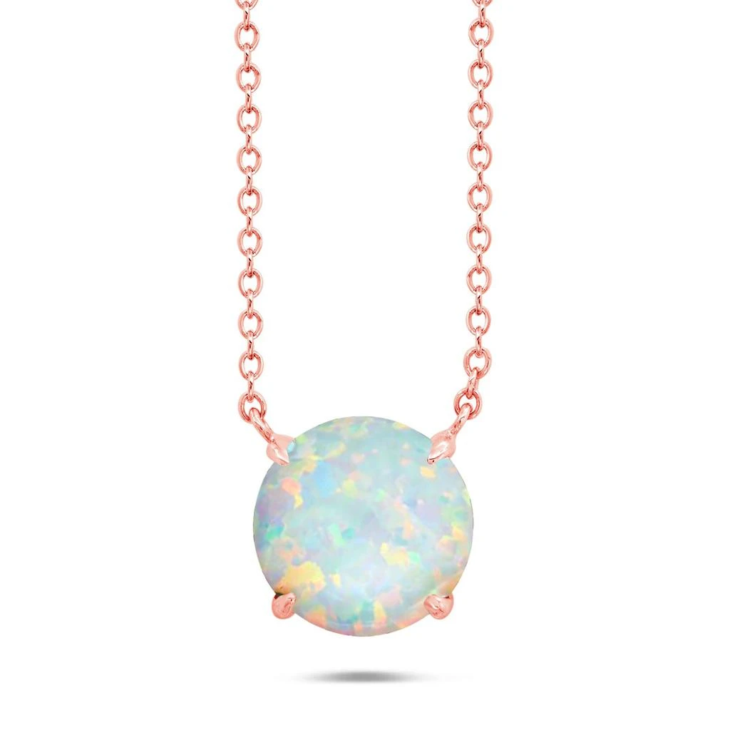 商品Nicole Miller|Sterling Silver and 14k Rose Gold Overlay Gemstone Round Solitaire Pendant Necklace on 18 Inch Adjustable Chain,价格¥398,第4张图片详细描述