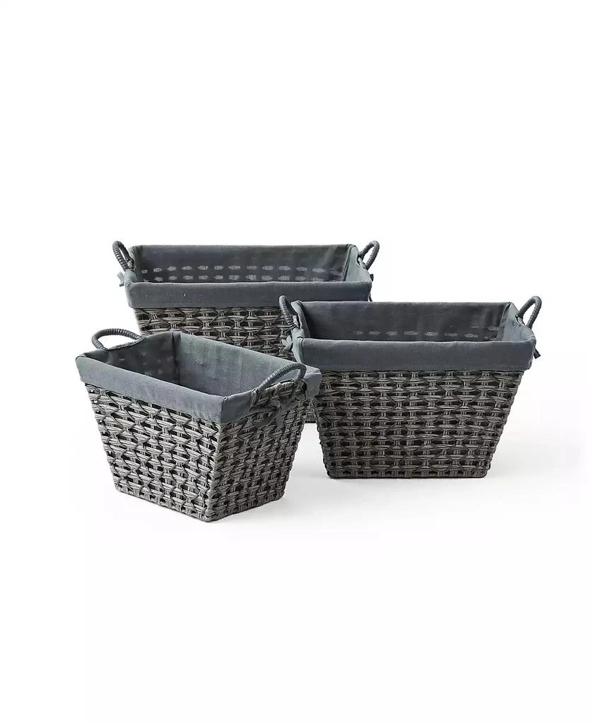 商品Baum|3 Piece Tapered Rectangular Storage Set in Open Weave with Ear Handles and Overlap Lift-Off Liner,价格¥985,第1张图片