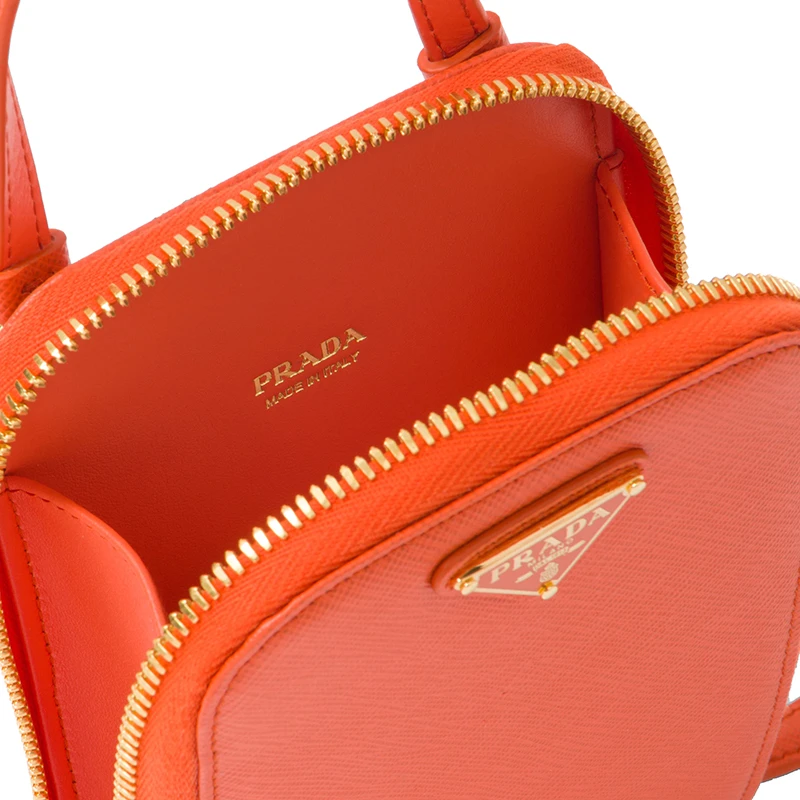 PRADA/普拉达 22新款 女士mini橙色saffiano皮革珐琅徽标配手柄拆��卸调节肩带拉链开合单肩斜挎手提包1BP027_NZV_F0049_V_YM1 商品