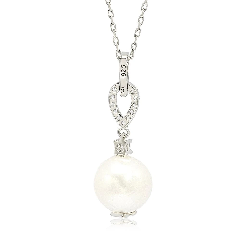 商品Suzy Levian|Sterling Silver Pearl & White Sapphire Dangle Pendant,价格¥782,第2张图片详细描述