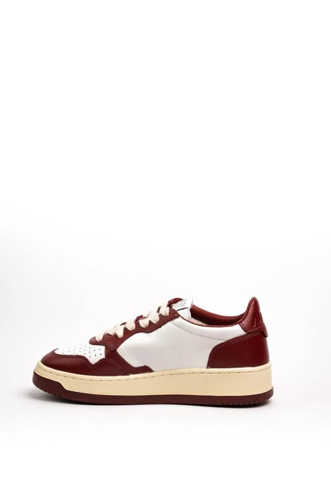 商品Autry|Medialist Low Sneakers In White/wine Bicolor Leather,价格¥1644,第1张图片